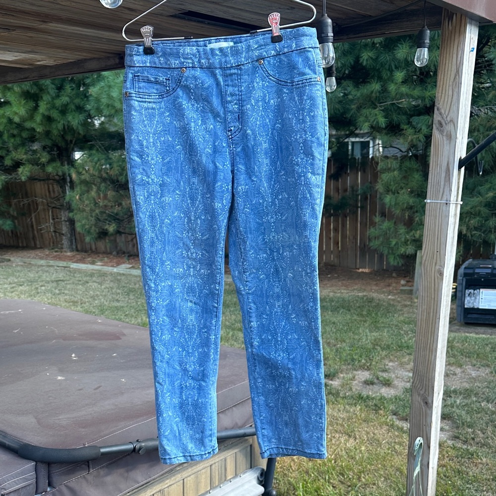 Tribal Blue Ankle Jeans for Women